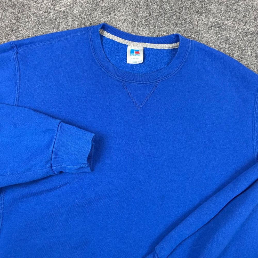 Russell Athletic Kids Size Large Royal Blue Crewneck Sweatshirt V-Stitch Fleece